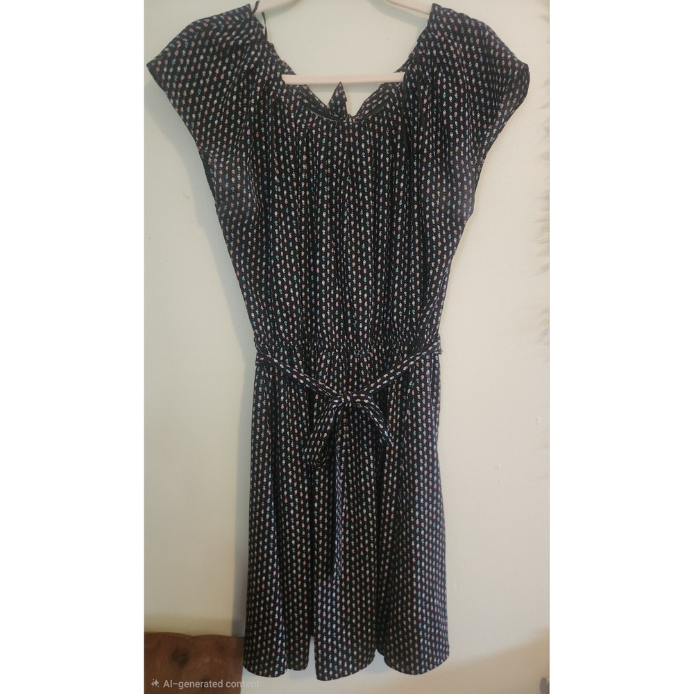 Lauren Conrad Black Multicolor Geometric Print Short Sleeve Dress Size Large